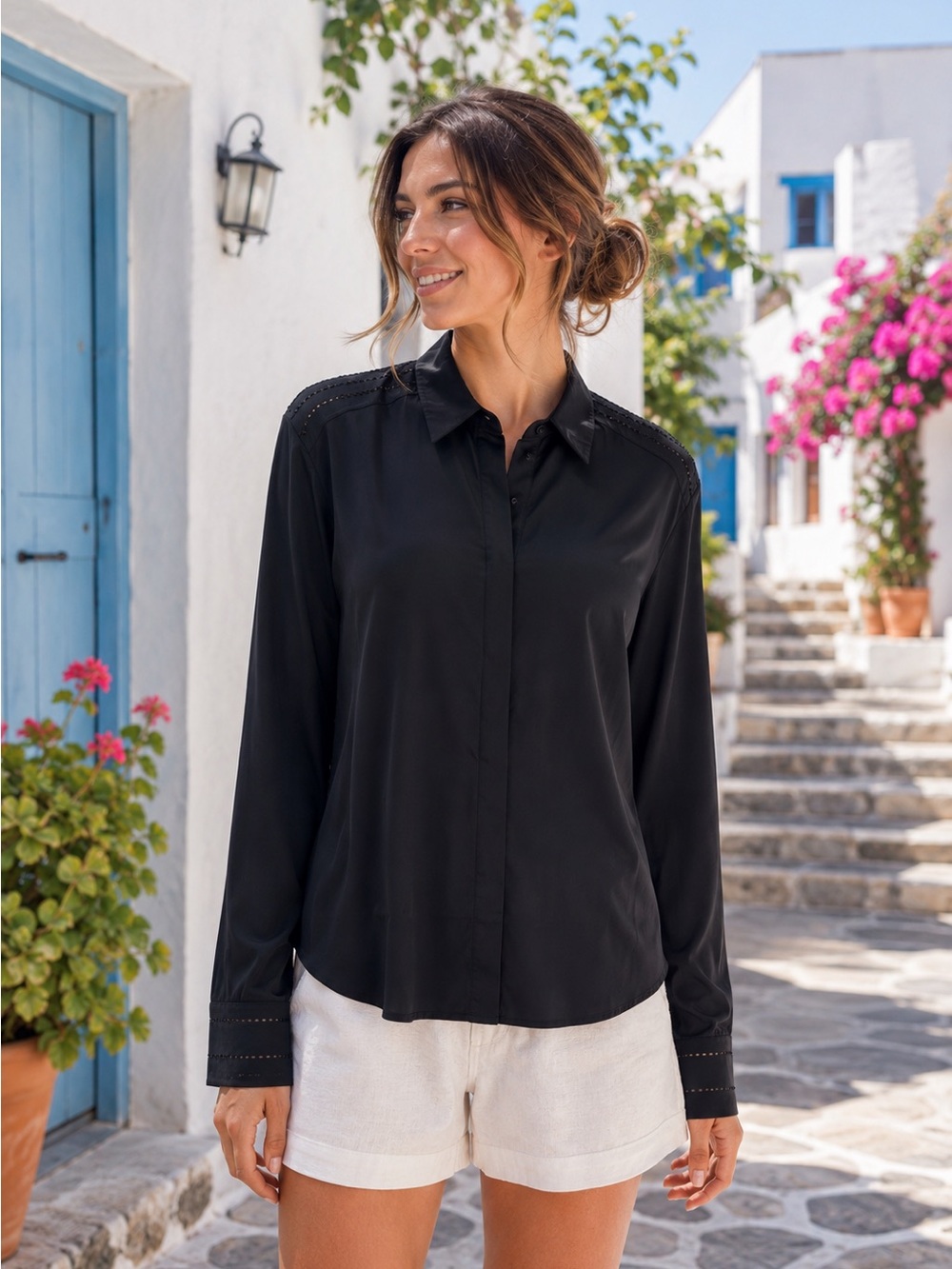 Venezia Jeans Women's Black Button Down Shirt